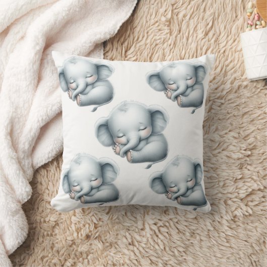 Cute Sleeping Baby Elephant on Cloud - Nursery Dec Kussen (Deken)