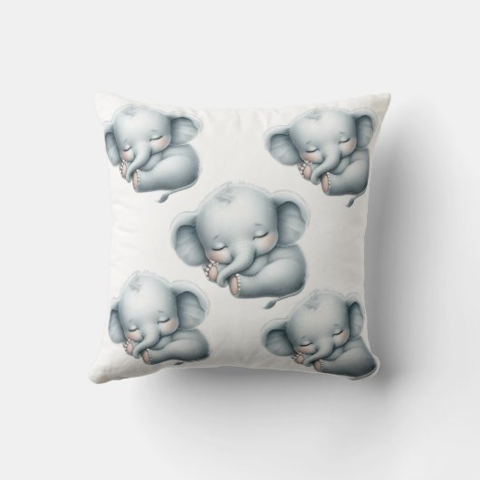 Cute Sleeping Baby Elephant on Cloud - Nursery Dec Kussen (Achterkant)