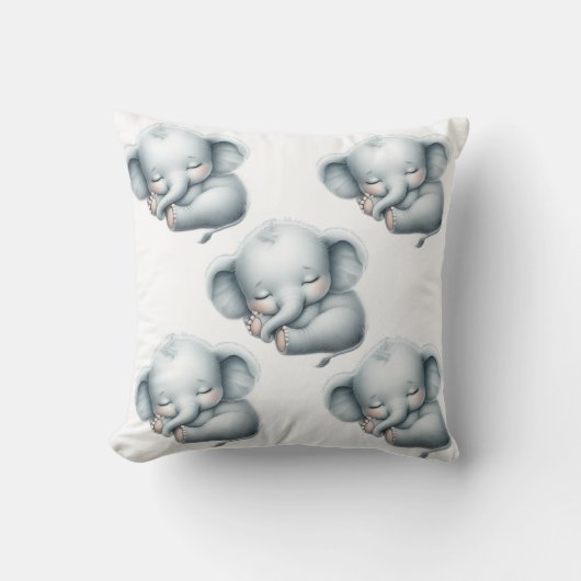 Cute Sleeping Baby Elephant on Cloud - Nursery Dec Kussen (Voorkant)