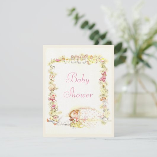 Cute  Sleeping Baby Girl & Speys Baby shower Kaart (Staand voorkant)