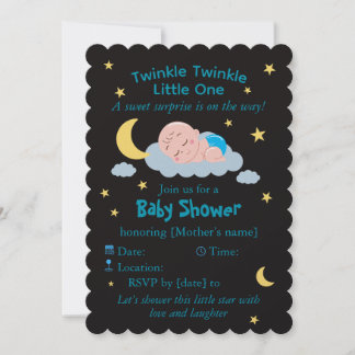 Cute Sleeping Baby on Cloud Baby Shower Card Kaart