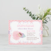 Cute Sleeping Ballerina Baby Girl Shower Kaart (Staand voorkant)