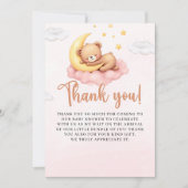Cute Sleeping Bear Baby Shower Girl  Bedankkaart (Voorkant)