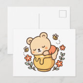 Cute Sleeping Bear Honey Pot Kawaii Design Briefkaart (Voorkant / Achterkant)