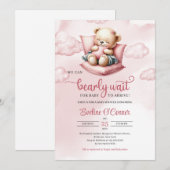 Cute sleeping bear we can bearly wait for baby kaart (Voorkant / Achterkant)