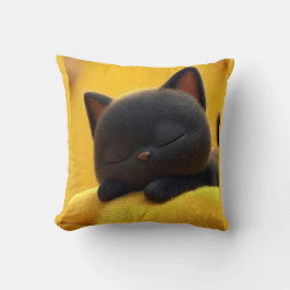 Cute Sleeping Black Cat Pillow Cozy Pet Lover Gift Kussen