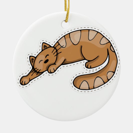 Cute Sleeping Brown Kitty Cat Keramisch Ornament (Voorkant)