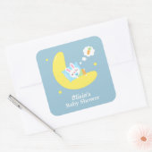 Cute Sleeping Bunny op Moon Baby shower Vierkante Sticker (Envelop)