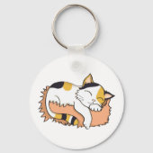 Cute Sleeping Calico Cat Sleutelhanger (Voorkant)