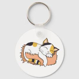 Cute Sleeping Calico Cat Sleutelhanger