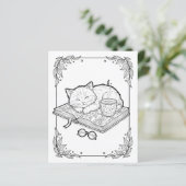 Cute Sleeping Cat Coloring Page (Staand voorkant)