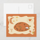 Cute Sleeping Cat Folk Art  - Artist Postcard Briefkaart (Voorkant / Achterkant)