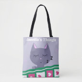 Cute Sleeping Cat in Bed Personated Tote Bag (Voorkant)