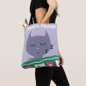 Cute Sleeping Cat in Bed Personated Tote Bag (Dichtbij)