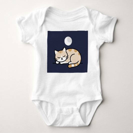 Cute Sleeping Cat Moon Baby Bodysuit  (Voorkant)