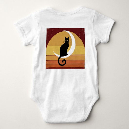 Cute Sleeping Cat Moon Baby Bodysuit  (Achterkant)