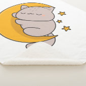 Cute Sleeping Cat on Crescent Moon Sherpa Deken (3/4)