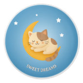 Cute Sleeping Cat on Moon Sweet Dreams  Keramische Knop (Voorkant)