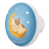 Cute Sleeping Cat on Moon Sweet Dreams  Keramische Knop (Rechts)