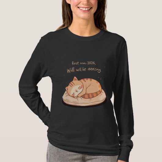 Cute Sleeping Cat Shirt – Relaxing New Year Gift  (Voorkant)