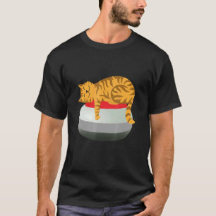 Cute Sleeping Cat Sitting On A Curling Stone Sport T-shirt