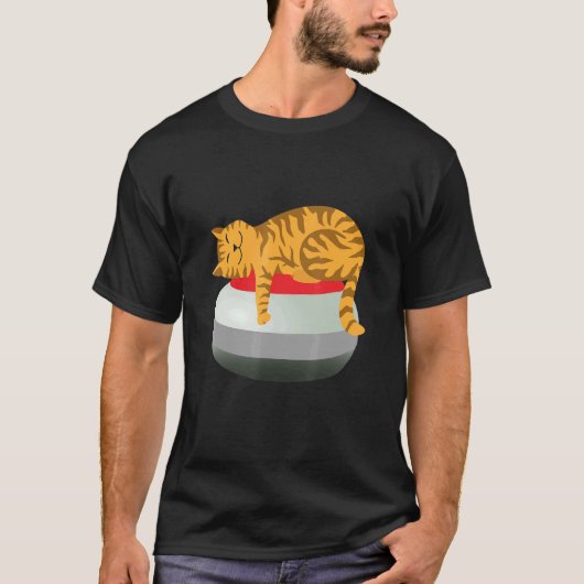 Cute Sleeping Cat Sitting On A Curling Stone Sport T-shirt (Voorkant)