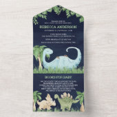 Cute Sleeping Dinosaur Navy Blue Baby shower All In One Uitnodiging (Binnen)