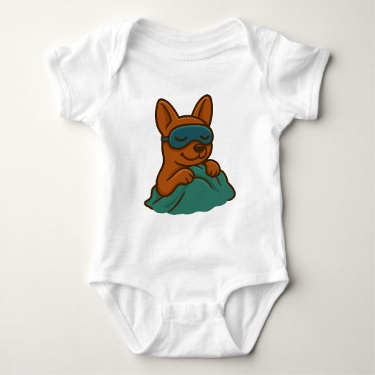 Cute Sleeping Dog Cartoon Baby Bodysuit (Voorkant)