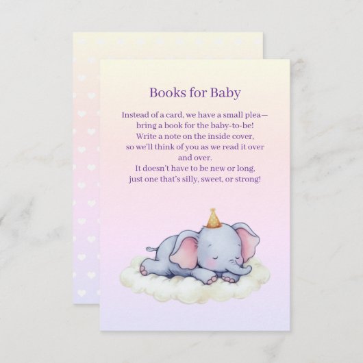 Cute Sleeping Elephant Baby Shower Enclosure Card Informatiekaartje (Voorkant / Achterkant)