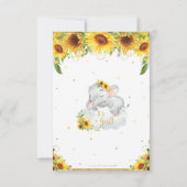 Cute Sleeping Elephant Sunflower Baby shower Bedankkaart (Achterkant)