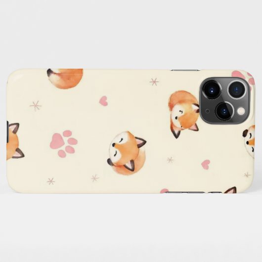 Cute Sleeping Fox Pattern Phone Case iPhone Hoesje (Achterkant horizontaal)