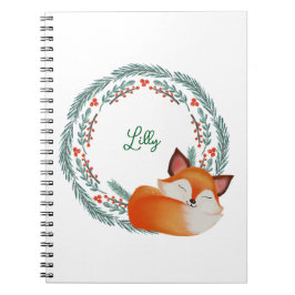 Cute Sleeping Fox Personalized Notitieboek