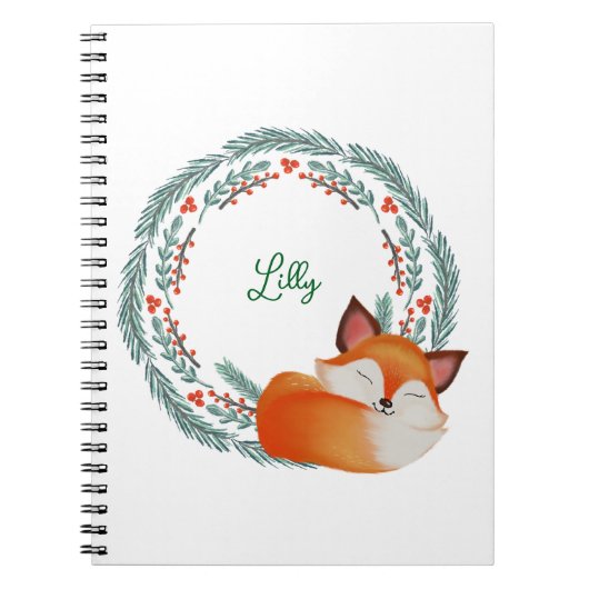 Cute Sleeping Fox Personalized Notitieboek (Voorkant)