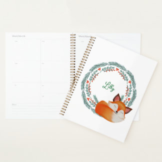 Cute Sleeping Fox Personalized Planner