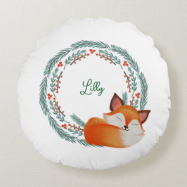 Cute Sleeping Fox Personalized Rond Kussen