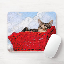 Cute Sleeping Kitten in een foto van een donkere r Muismat