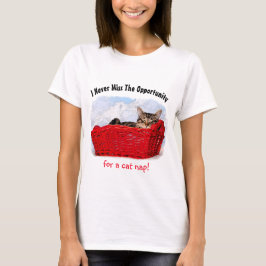 Cute Sleeping Kitten in Red Basket Custom Front T-shirt