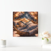 Cute Sleeping Kitten Nursery Wall Art Decor Vierkante Klok (Huis)