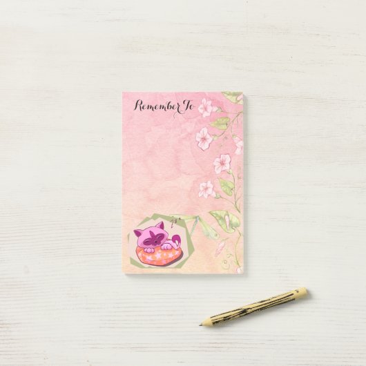 Cute Sleeping Kitten Post-it® Notes (Op bureau)