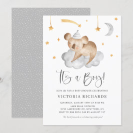 Cute Sleeping Koala Grey Het is een Jongen Baby sh Kaart