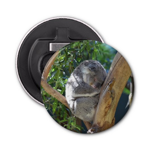 Cute Sleeping Koala in de boom Button Flesopener (Voorkant)