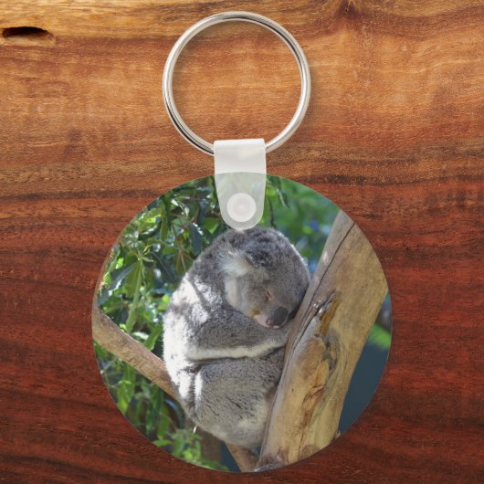 Cute Sleeping Koala in de boom Sleutelhanger (Achterkant)