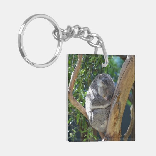 Cute Sleeping Koala in de boom Sleutelhanger (Voorkant Links)