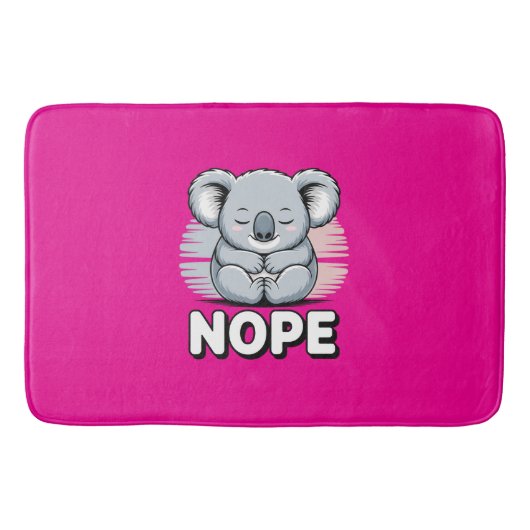 Cute Sleeping Koala “Nope” Funny Cartoon Badmat (Voorkant)