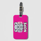 Cute Sleeping Koala “Nope” Funny Cartoon Bagagelabel (Voorkant (verticaal))
