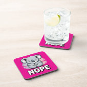 Cute Sleeping Koala “Nope” Funny Cartoon Bier Onderzetter (Rechterzijde)
