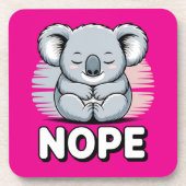 Cute Sleeping Koala “Nope” Funny Cartoon Bier Onderzetter (Voorkant)