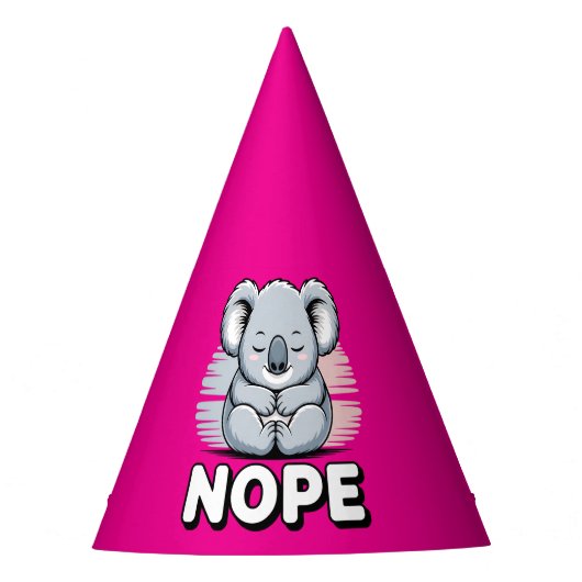 Cute Sleeping Koala “Nope” Funny Cartoon Feesthoedjes (Voorkant)