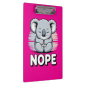Cute Sleeping Koala “Nope” Funny Cartoon Klembord (Rechts)