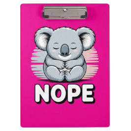 Cute Sleeping Koala “Nope” Funny Cartoon Klembord